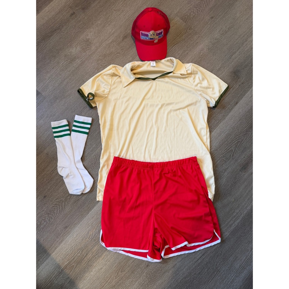 Forrest Gump Running Costume Mens Large Bubba Gump Trucker Hat Socks Set